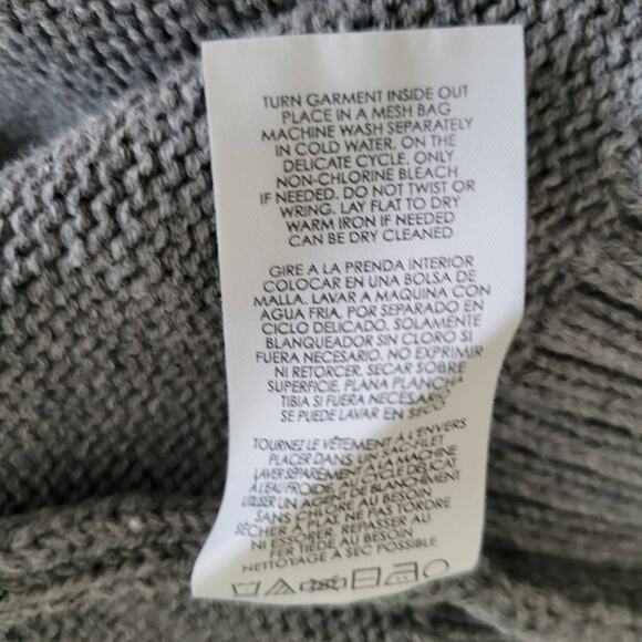 CAbi Eden Pullover Sweater Turtleneck Gray Bell Sleeves Gray Floral Women Medium - Picture 13 of 13